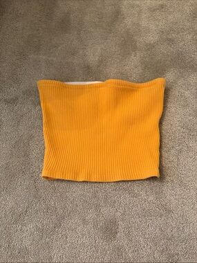 Urban Outfitters Ribbed Strapless Tube Top — Mustard Yellow